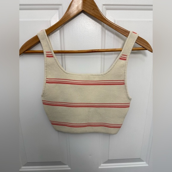 Women’s Babaton Pink And White Striped Crop Tank Top Size Small Casual - Picture 1 of 5
